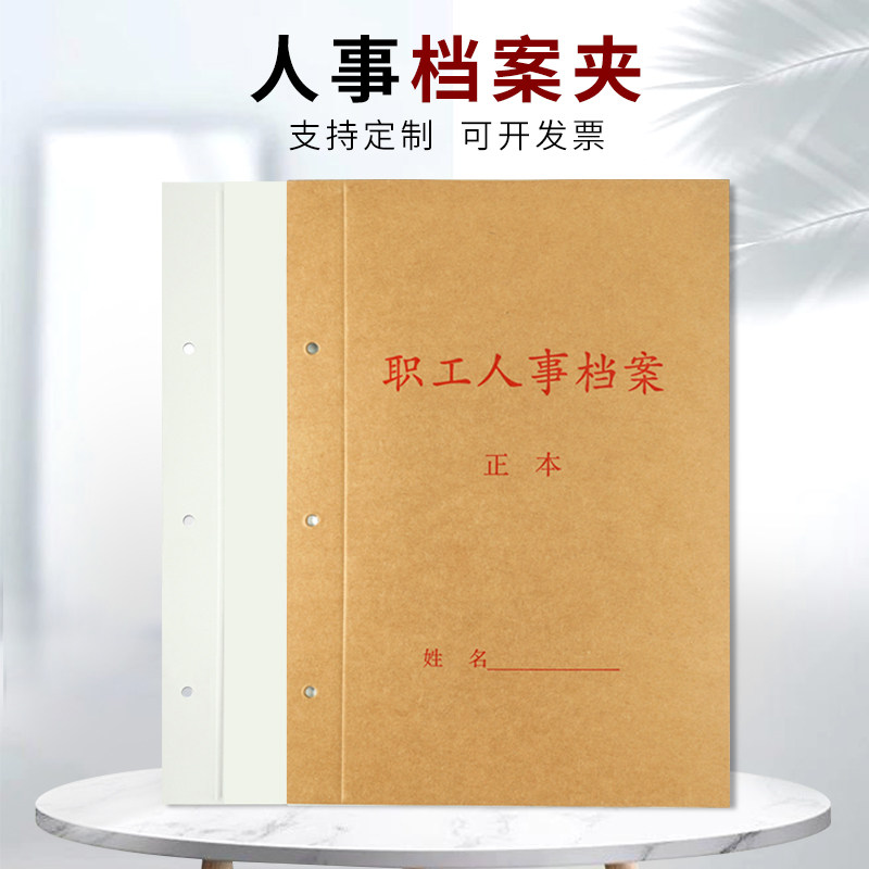 10个装职工人事档案夹硬纸板三孔两片夹干部人事资料装订a4尺寸文件