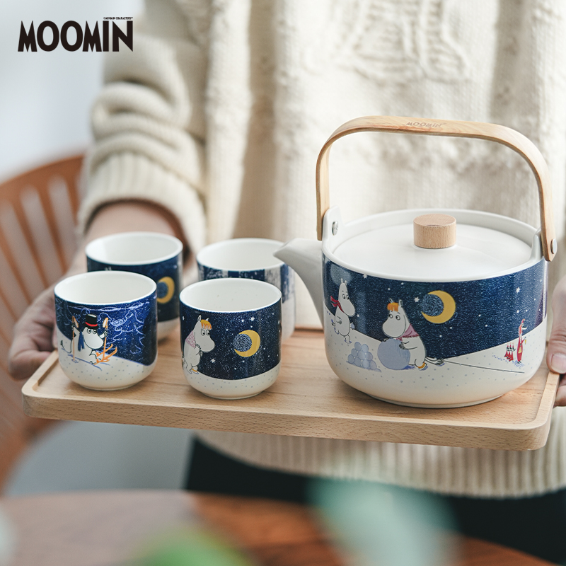 姆明moomin陶瓷茶具套装木质托盘