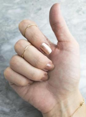 新品极简关节戒素圈戒指美国14K