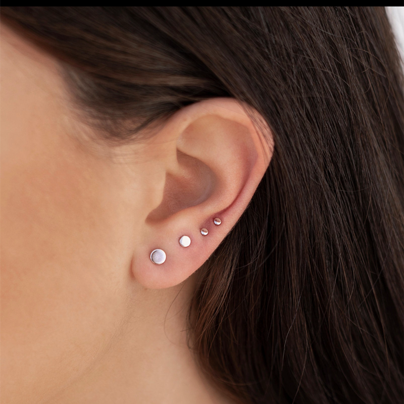 新品s925纯银极简迷你耳钉耳屏钉欧美14k包金简约气质耳环女个性