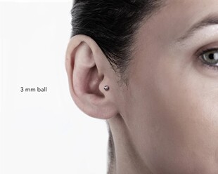 四月手作 925纯银黑色小耳朵耳钉 豆豆耳屏钉 简约气质男女耳环