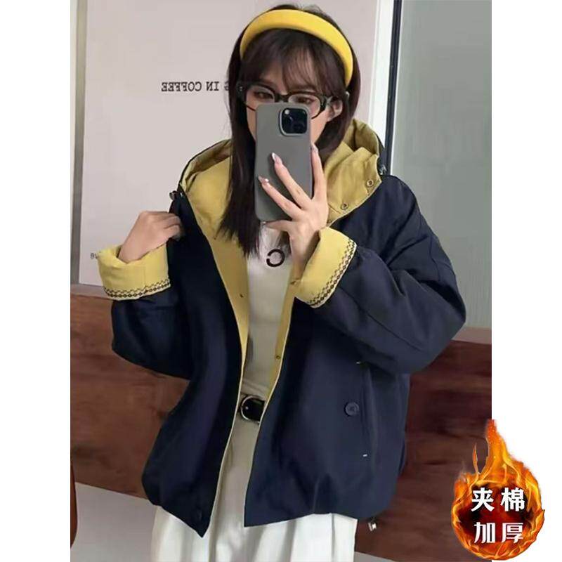 韩版连帽短款棉服女秋冬保暖显瘦