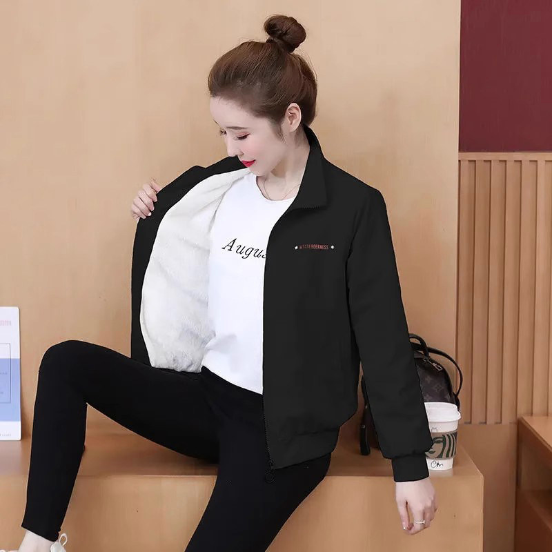2026新款加绒加厚女短外套风衣