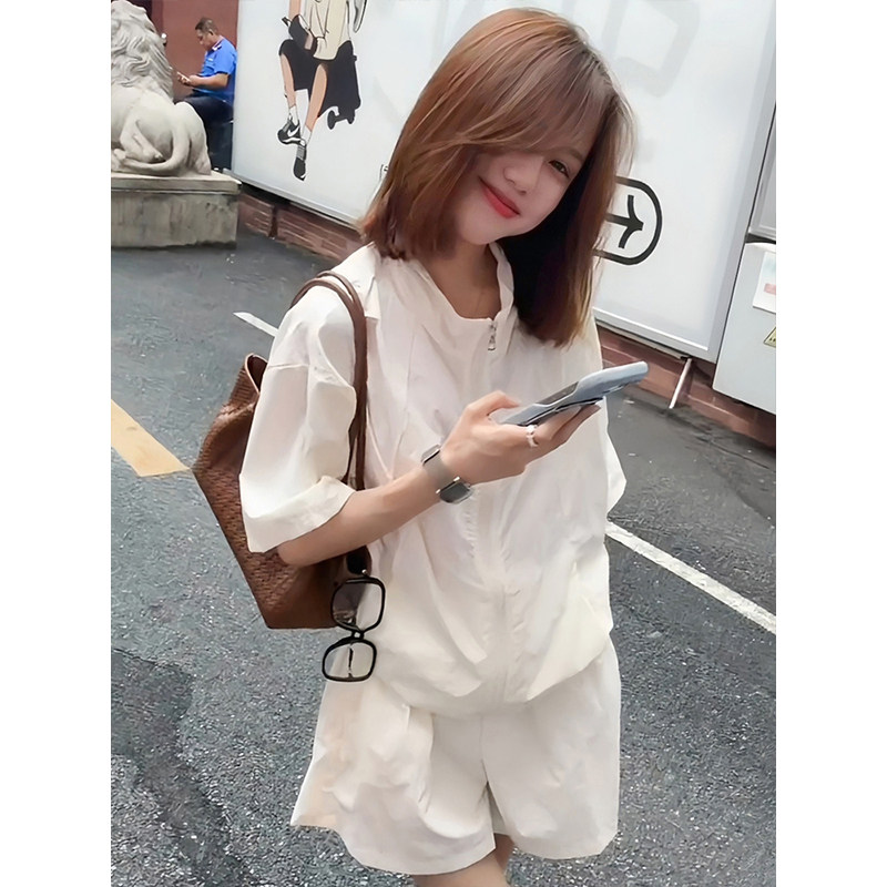 休闲立领防晒套装女2026夏季新款