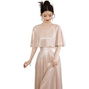 晚礼服女2025新款高级感轻奢小众高端主持人端庄大气香槟金色裙