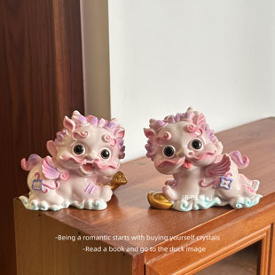 「财源滚滚 招财进宝」粉色如意招财貔貅 创意桌面车载树脂摆件