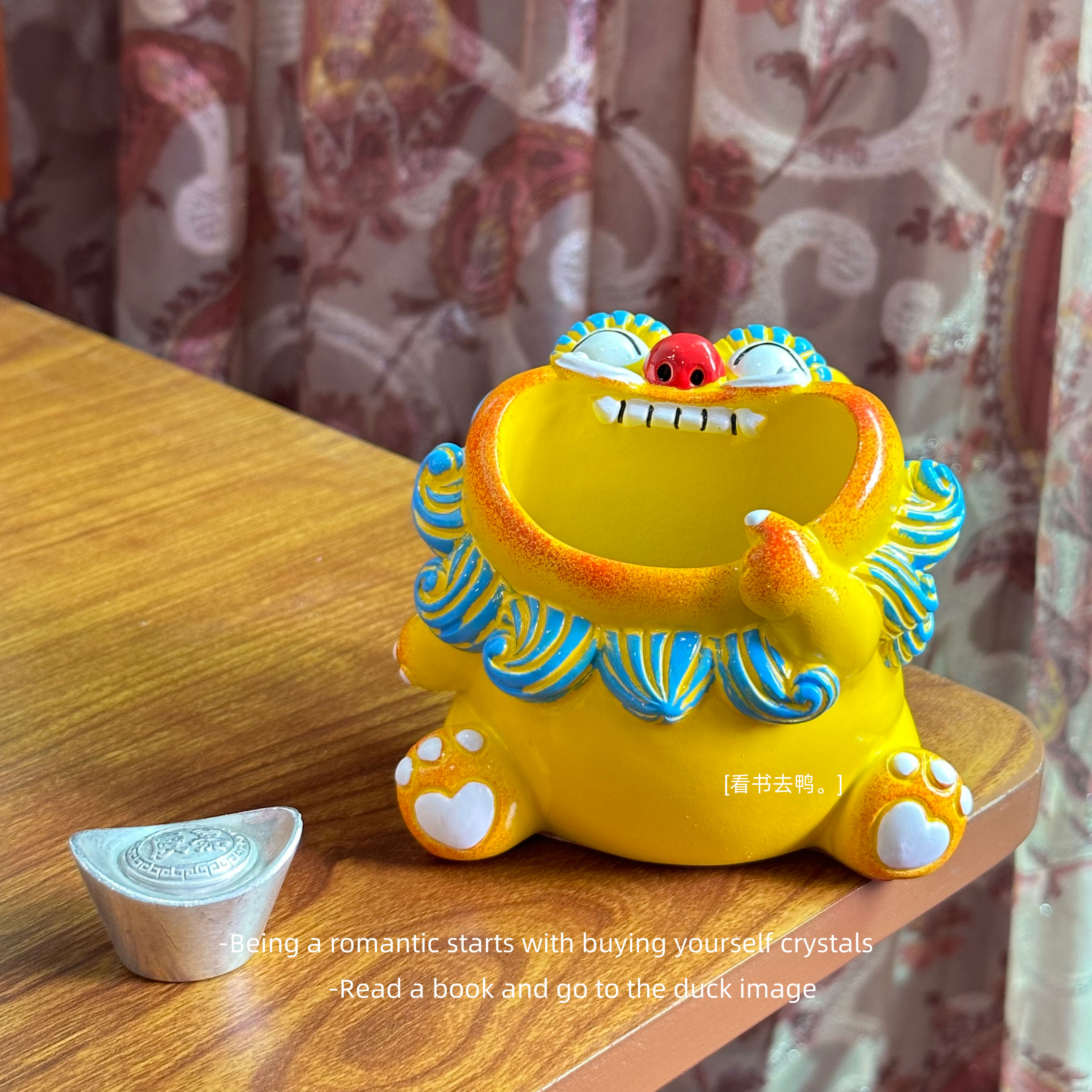来财 来财 来财彩色笑到张开大口的快乐狮子摆件张嘴招财寓意礼物
