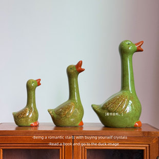 「小鸭子 排排队 对不齐鸭」创意治愈桌面办公工位陶瓷摆件礼物