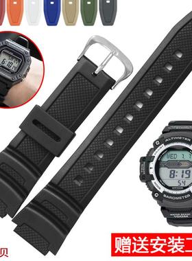 适配原厂卡西欧硅胶表带W-218H/AE-1200/1300/AQ-S810黑色替换带1