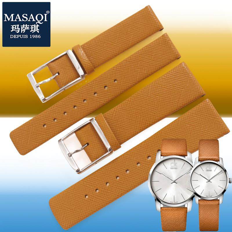 玛萨琪CK手表K2G211/K2G231表带22/16mm黄色男女针扣表扣手表带