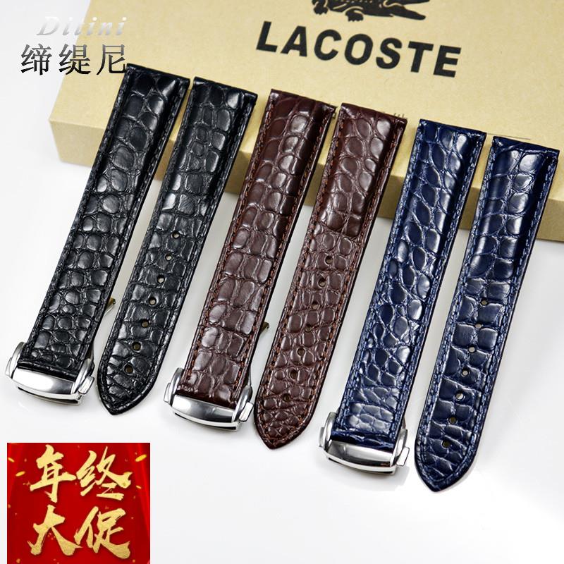美洲鳄鱼皮表带真皮男代用欧米茄超霸海马蝶飞折叠扣款192021mm