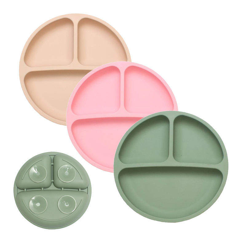 一体式吸盘儿童分格碗吃饭碗硅胶