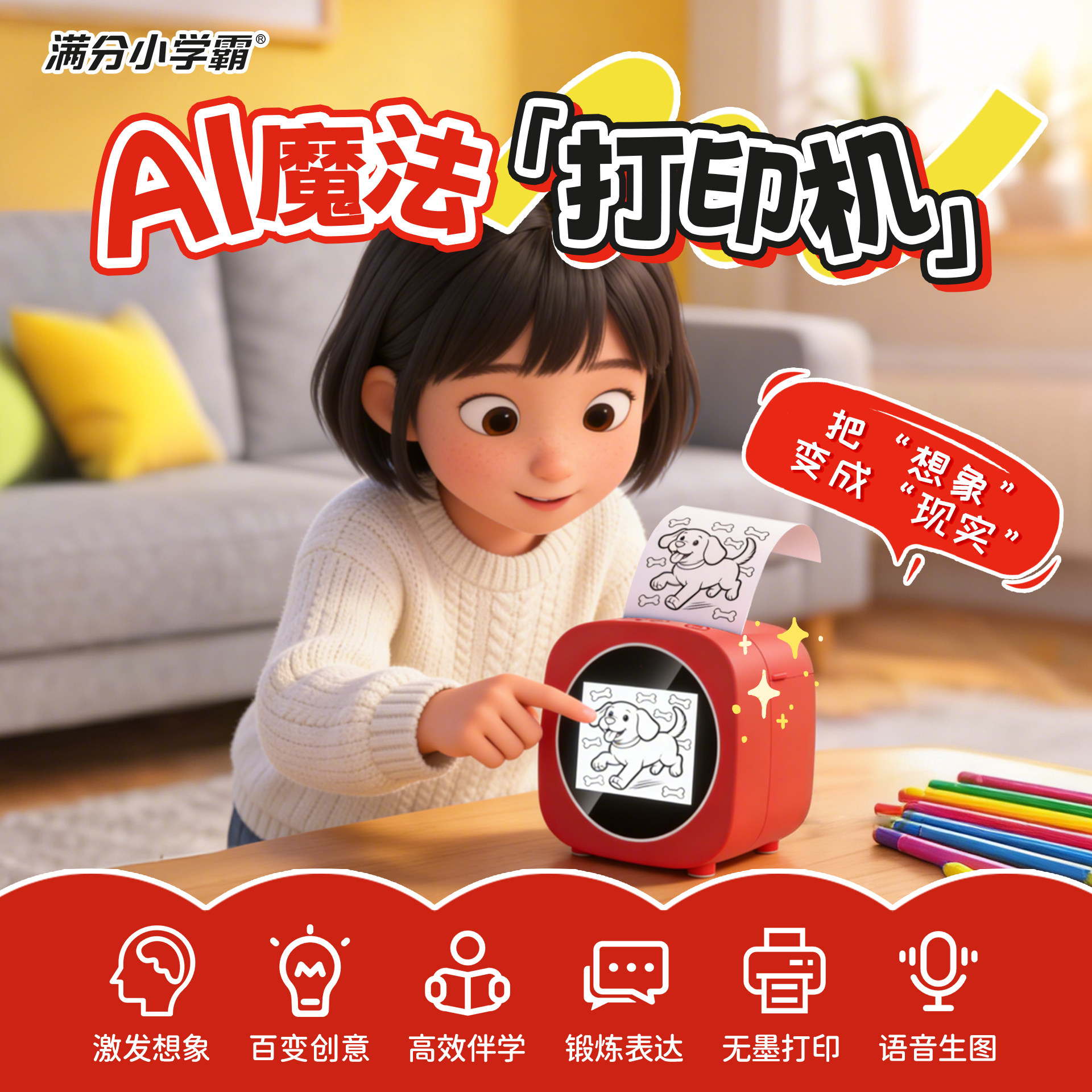 AI魔法打印机语音互动学习玩具
