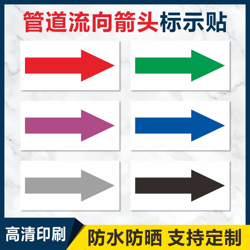 管道流向标识贴介质流向指示色环标示标签反光膜压缩空气蒸汽天然气