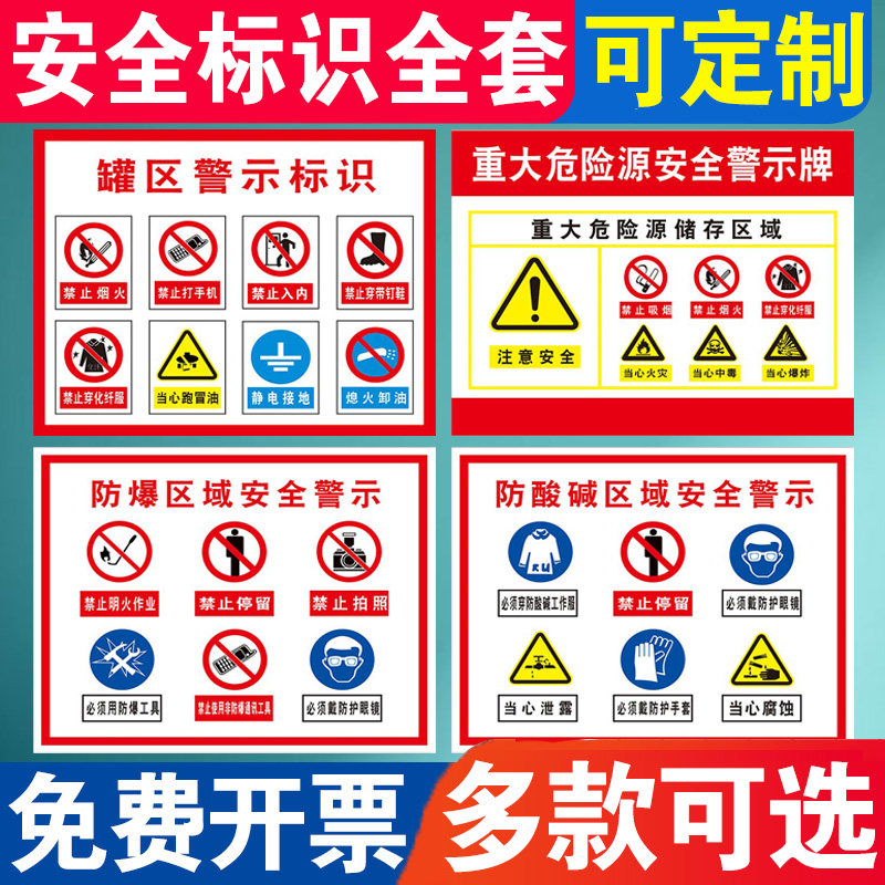 危险标识牌油库罐区防爆酸碱区域易燃易爆区严禁烟火禁止吸烟重大危险