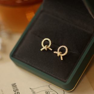 爆款 小清新 绳结耳钉女独特洋气几何圆圈耳环2026新款 复古甜美时尚