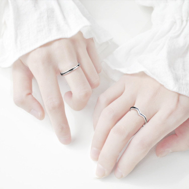 闺蜜戒指女一对姐妹三人款纯银学生二人信物纪念尾戒友谊对戒礼物