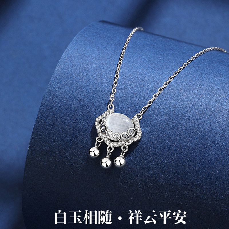 s925纯银古风百搭平安锁项链女