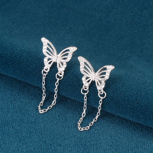 925纯银蝴蝶耳钉女轻奢高级感耳链ins风小众设计精致可爱超仙耳坠