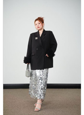 慧芝huizhi HZ301西装外套 定制款 宽松大版微胖显瘦西装