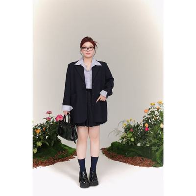 慧芝huizhi  蓝条衬衣 定制款 简约百搭通勤条纹衬衣 DW707