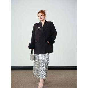 慧芝huizhi HZ213亮片半裙 定制款 微胖显瘦blingbling半裙