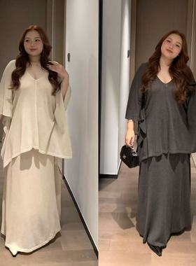 慧芝huizhi 21295富婆亚麻V领套装 定制款 高级慵懒老钱风套装