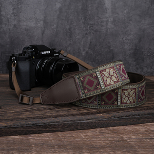 cam in复古民族风绣花相机背带摄影肩带适用富士XT5尼康Z30索尼a7