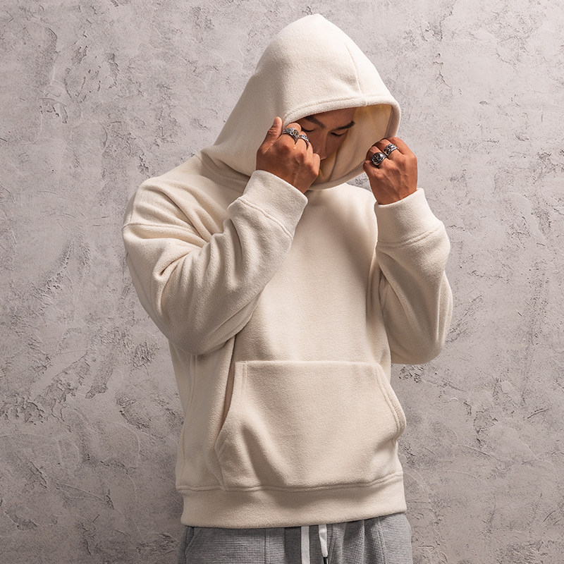 MUSCLE FAITH 스포츠 운동복 남성용 느슨하고 다재다능한 가을 겨울 POLAR FLEECE 피트니스 의류 훈련 캐주얼 까마귀