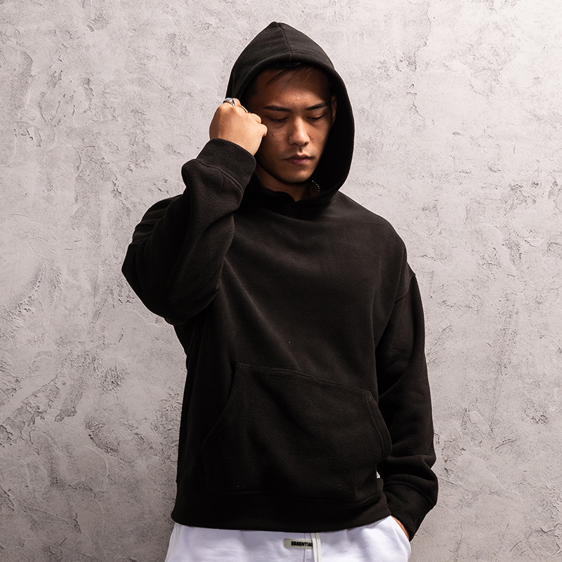 MUSCLE FAITH 스포츠 운동복 남성용 느슨하고 다재다능한 가을 겨울 POLAR FLEECE 피트니스 의류 훈련 캐주얼 까마귀