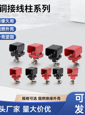 大电流接线柱锂电池正负极接线端子铜方形大功率穿墙式储能连接器