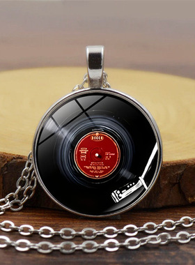 Record音乐唱片时光宝石吊坠项链女饰品欧美个性项饰