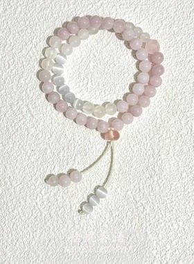 「空山新雨」民族风粉色玉髓猫眼珠手串新中式少女感双圈串珠手饰