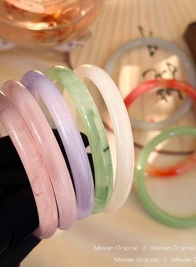 2025新中式玻璃古风手镯女轻奢简约设计感百搭礼物饰品8mm