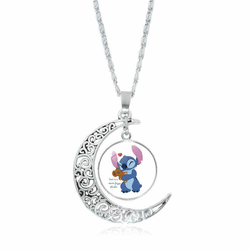 跨境新品动漫Stitch星际宝贝史迪仔时光宝石月亮吊坠项链女礼物