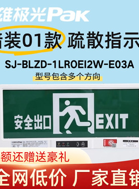 三雄极光led应急疏散指示灯暗装安全出口SJ-BLZD-1LROEⅠ2W-E03