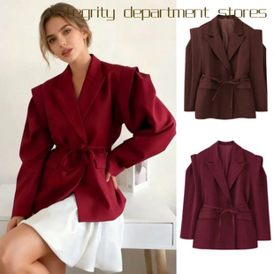 stand loose collar cotton 风收腰系带 Casual jacket爆款 coat