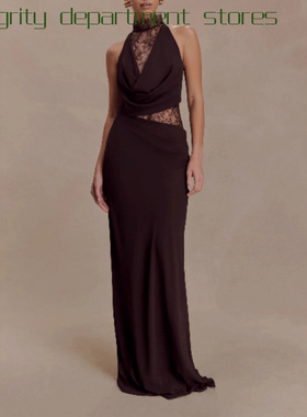 Hanging neck low neck slim fit sexy dress性感挂脖礼服连衣裙
