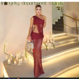 Back 女 Sexy Netting Dres长裙两件套装 Short Deep Strapless