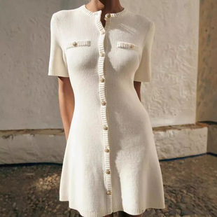 vacation casual dress秋冬款 时尚 显瘦 Tropical 圆领修身 printed