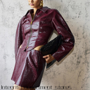 Shoelace Sexy Bodysuit Dress风短款 Women 仿皮夹克女套装