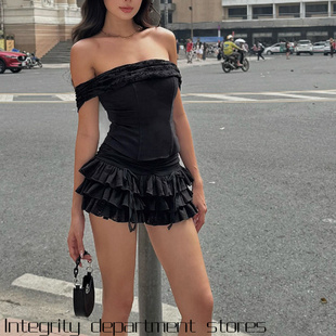 printed dress风秋季 slim camisole 性感一字肩抹胸 fit Holiday