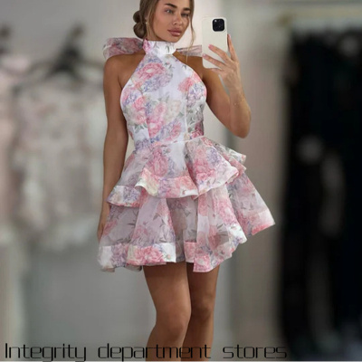 FloralPrintedBeltedRuffledPlac