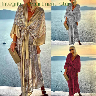 Bubble out 蝙蝠袖 hollowed hugging珠片开衫 fit slim sexy hip