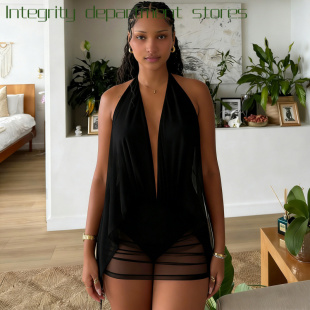 Back 网纱连衣裙 Sexy Netting Dres短款 Short Deep Strapless