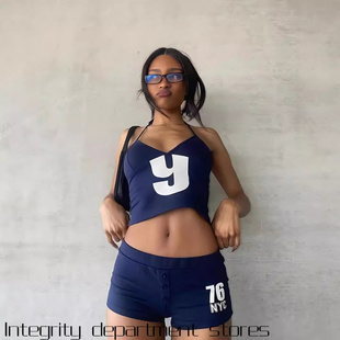 shirt women top个性 lace 大字母印花修 sexy short Splicing