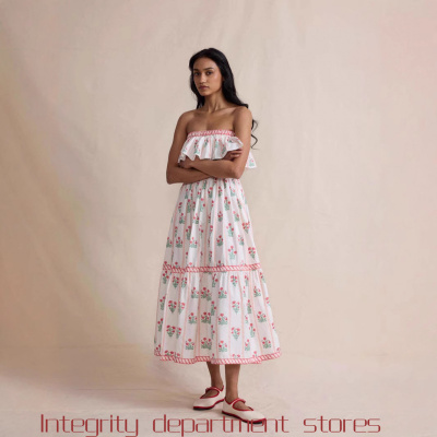 PrintedCasualLinenStripedDress