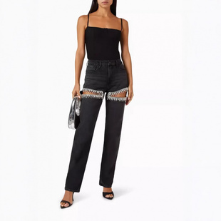 Sexy and slimming chiffon floral dress秋季休闲钉钻破洞直筒女