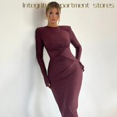 dress lace sexy Deep fit perspective slim f纯色圆领直角肩