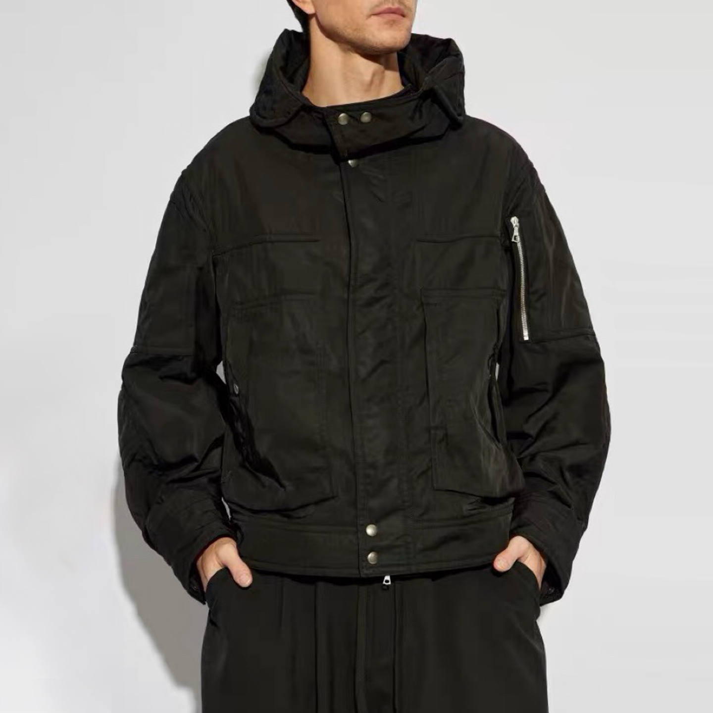 Dries Van Noten DVN暗黑系连帽多口袋宽松连帽防水涂层夹克秋冬